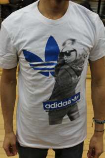 Adidas Original Logo Designed T Shirt Glacial White Royal Blue BRAND 