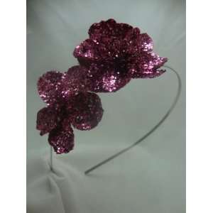  Pink Glitter Flower Headband 