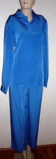 NWT SUSAN GRAVER  Blue Polyester Pant Suit Sz L  