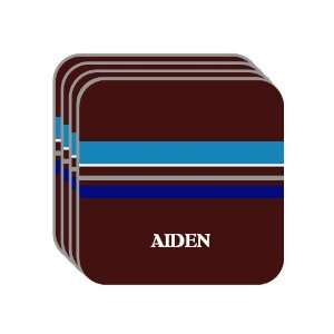 Personal Name Gift   AIDEN Set of 4 Mini Mousepad Coasters (blue 