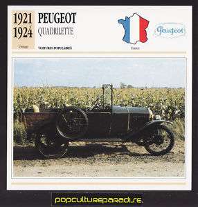 1921 1924 PEUGEOT QUADRILETTE FRENCH SPEC PHOTO CARD  