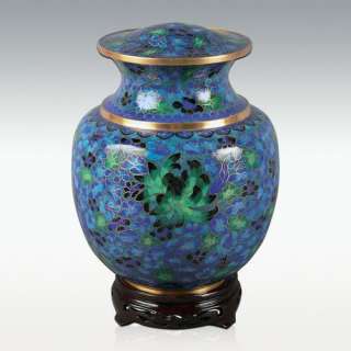 Palace Blue/Green Cloisonne Vase Cremation Urn   Large   