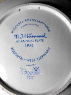 1974 GOEBEL M.I. HUMMEL 4th ANNUAL PLATE #267 + BOX  