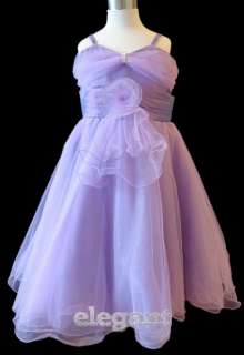 Purple Lilac V Wedding Flower Girls Party Dress Pageant Gown Size 3 12 