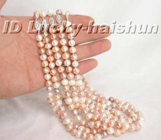 wholesale 5piece 9mm Multi color pearls necklace 17  