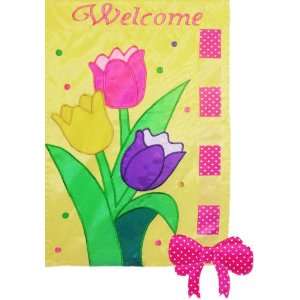    Garden Flag Tulips Double Sided 28X40 Welcome Patio, Lawn & Garden