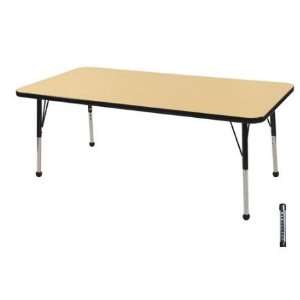   in. Maple Rectangular Adjustable Activity Table with Black Chunky Leg