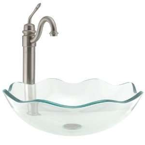  Clear Glass Curved Vessel Sink