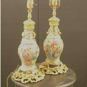 Pair of Antique Oriental Small Table Lamps  