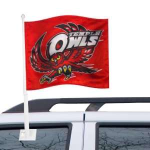 Temple Owls Crimson Car Flag