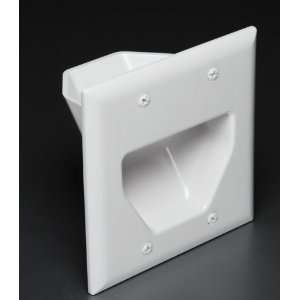  2 Gang Recessed Low Voltage Cable Plate White Electronics