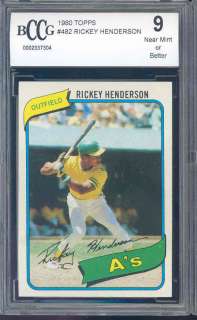 1980 topps #482 RICKEY HENDERSON rc rookie BGS BCCG 9  
