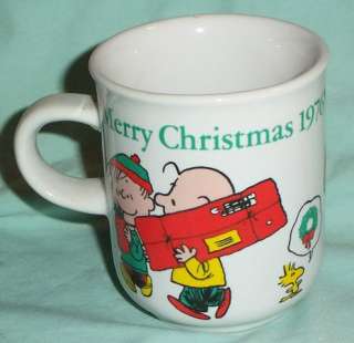 Peanuts Christmas 1976 Mug Snoopy Lucy Linus Charlie +  