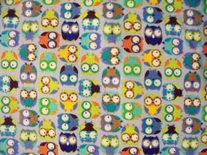 BABY OWLS HOOT LTE BLUE OWL COTTON FABRIC FQ  