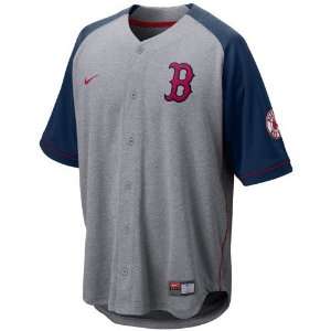 Nike Boston Red Sox Ash Navy Blue At Em Full Button Baseball Jersey