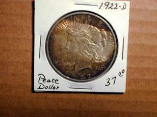 Peace Dollar 1922 D,Very Fine+ *  