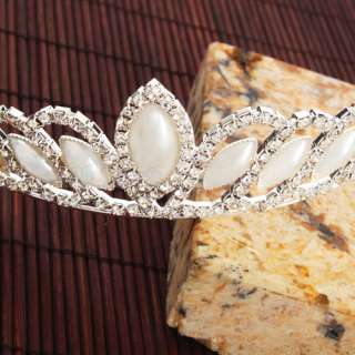  Waterdrop Style Man Made Pearl Rhinestone Tiara Crown Headband