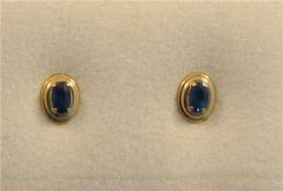 14k Yellow Gold Small Blue Sapphire Stud Earring  