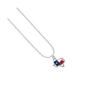  Texas Outline with Flag Delicate Ball Chain Charm Necklace 