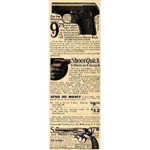 1921 Ad Paramount Trading Shoot Quick Six Shot Handgun   Original 