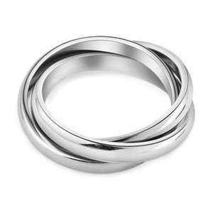 JRS07 Men Women Stainless Steel Three Rings Size 8  