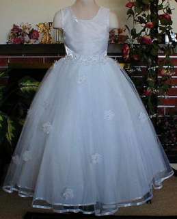   Just Darling 8 Pc Pack Flower Girls Dress. Sizes 4 14 (E02775 White