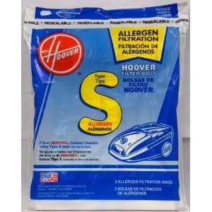  Hoover Filter Bags Type S Allergen Filtration 3 Count 