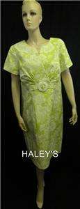 New Jessica H. Woman Green White Floral Print Dress Plus Size 14W, 18W 