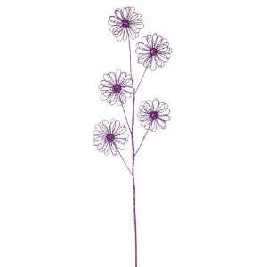  Pack of 6 Decorative Amethyst Purple Sparkle Floral 