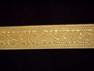 Indian GOLD Glittery Lace Trim Border Fabric Curtain   