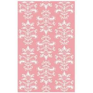 The Rug Market Kids Mini Damask 11506 Pink and White Contemporary 47 