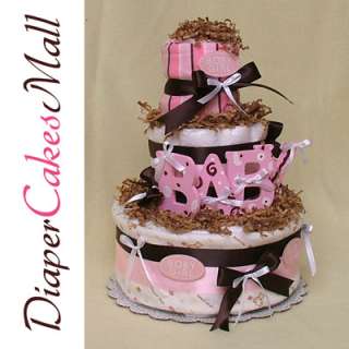 STYLISH BABY GIFT   PINK or BLUE CHOCOLATE DIAPER CAKE  