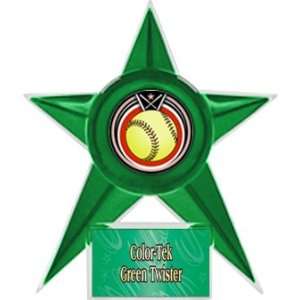Custom Softball Stellar Ice 7 Trophies GREEN STAR/GREEN TWISTER PLATE 