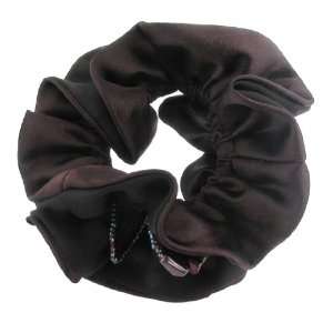   Coffee Color Ruffled Polyester Flower Plastic pearls Elastic Hair Band