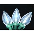   25 Transparent Blue LED Retro Style C7 Christmas Lights   Green Wire