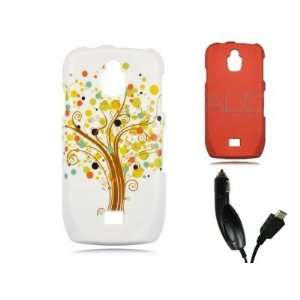   Contempo Tree Design) + Red Rubberized Hard Shell Case + Car Charger
