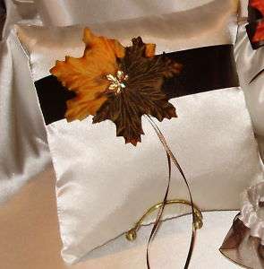 Custom Bridal Ring Pillow Fall Leaves  