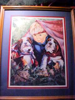 Home Interior Boy with Bull Dogs Picture NICE  