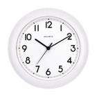     White wall clock with white dial black Arabic numbers and hands