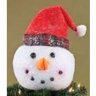   Night Glittered Snowman Head w/ Red Hat Christmas Tree Topper   Unlit