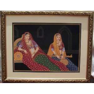  Rani & her mistress playing a musical instrument, Painting 
