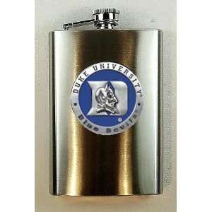 Duke University Blue Devils 8 oz Stainless Flask with Enamel & Pewter 