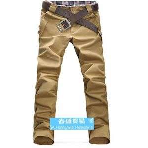   Casual Pocket Design Slim Fit Coffee Straight Trousers Pant PF716 US