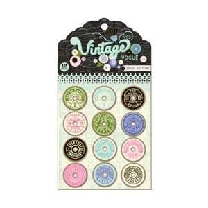   Wood Spool Top Buttons 1.25 12/Pkg;3 Items/Order Arts, Crafts