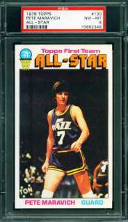 1976 Topps Basketball #130 PETE MARAVICH Aall Star HOF Jazz PSA 8 