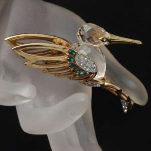 hummingbird pendant in goldtone metal with crystal body and 