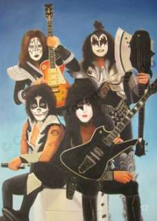 Kiss Rock Band   Original Canvas CD Photo Oil Painting  