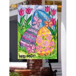  Easter Egg Hunt Watercolor Dyed Large Flag Patio, Lawn 
