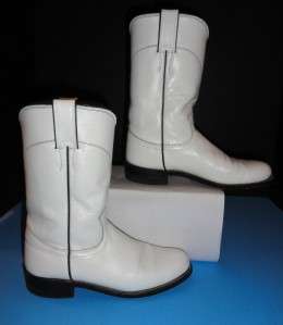   L3086 Women 10 White Kipskin Roper Western Boots Size 5B  