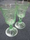 Green Vaseline Glass Water Goblets  Last Supper Crystal